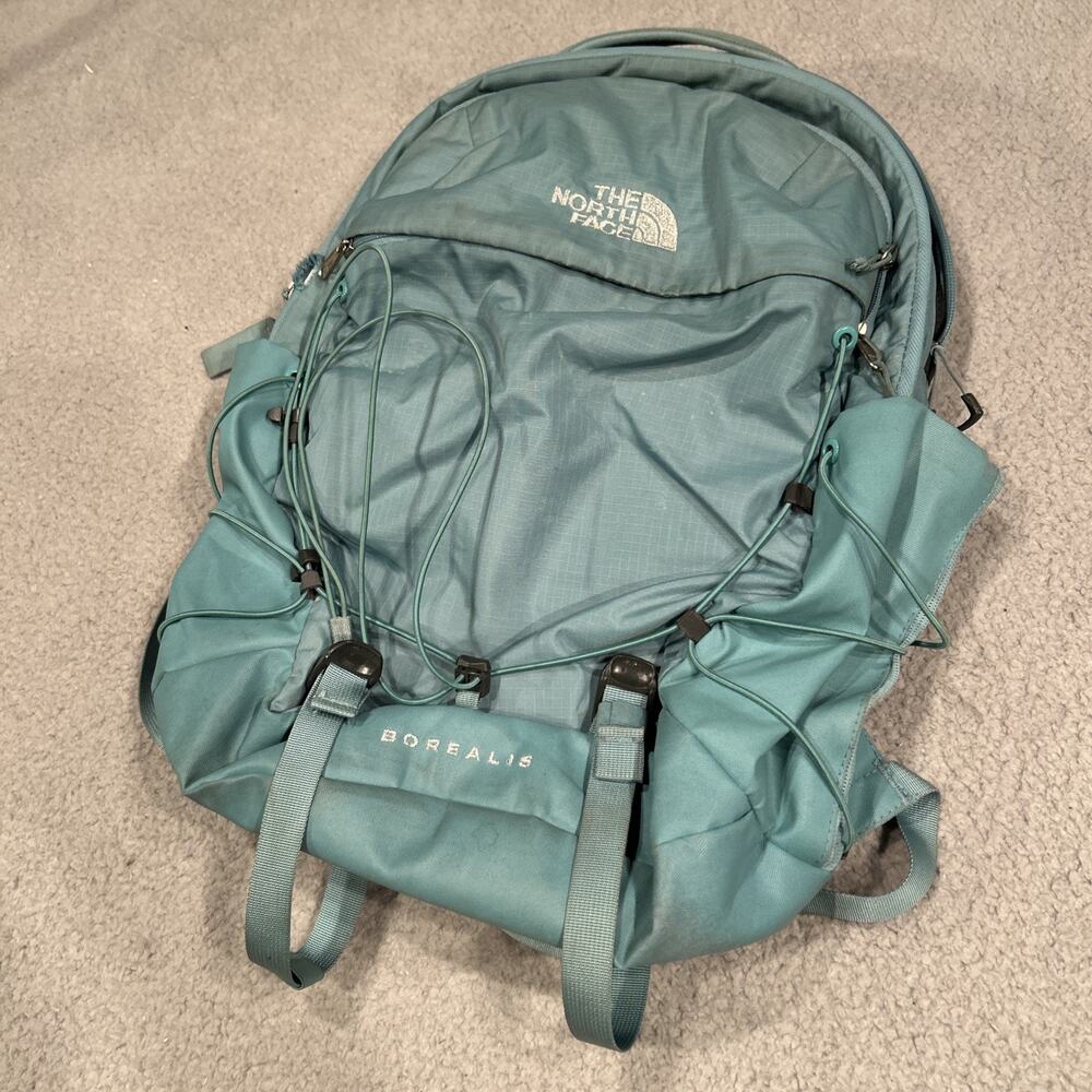 The North Face Borealis Aqua Green Hiking Backpack, Nylon, Padded, Bottle Pocket